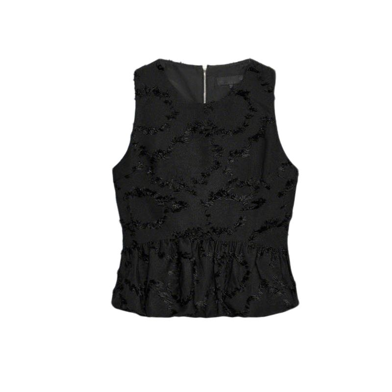 

Autumn New Women s Clothing Classic Style round Neck Sleeveless Vest Fringe Short Skirt Hem Tops 4387802 Black L