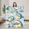 Mofusand Japanese Shark Cat  Blankets Quality Warm Cozy  Throw Blanket Autumn Picnic Chair Sofa Bed Graphic Bedspread