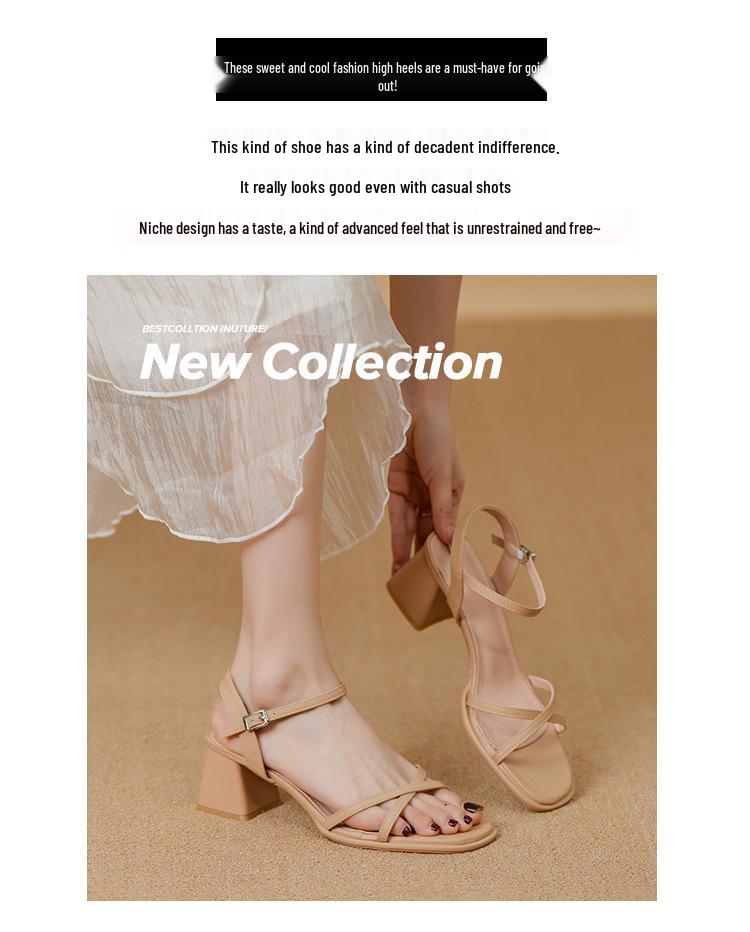 Summer Backless Chunky Heel Sandals for Women – Cross and Single Strap Open Toe with Soft Thick Sole.