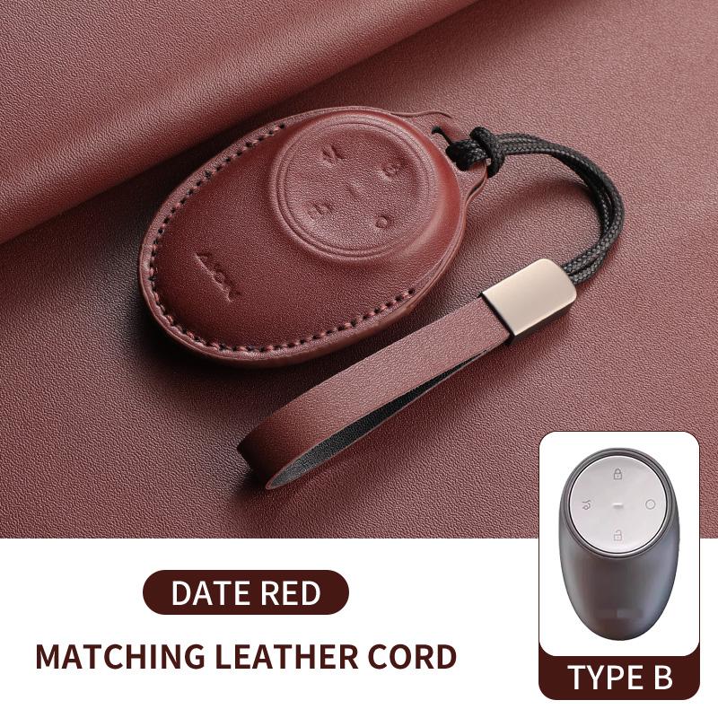 Genuine Leather Vehicles Key Fob Cover Case Housing Remote Fit For Gac Aion Y Plus S V Lx Ia5 Ut Rt Auto Housing Key Ring Anti-Scratch Case Auto