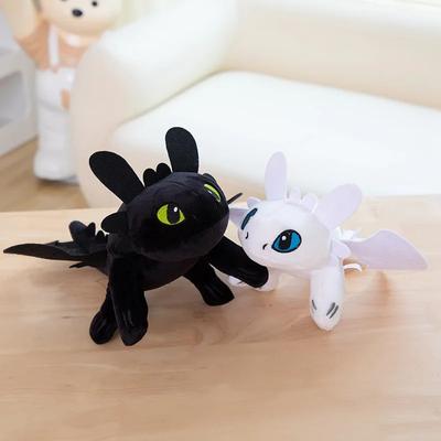 20cm Plush Toy Dragon; Cute White Black Dinosaur Stuffed Animal Plush Toy; In-stock Plush Toy; Birthday Gift Toy