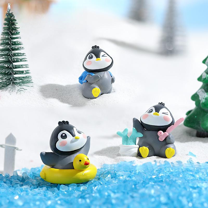 6 Stück Süße Cartoon-Pinguin-Figuren Spielset Mini-Cartoon-Pinguin-Kuchenaufsatz Winter-Pinguin-Figuren Kuchen Dekoration