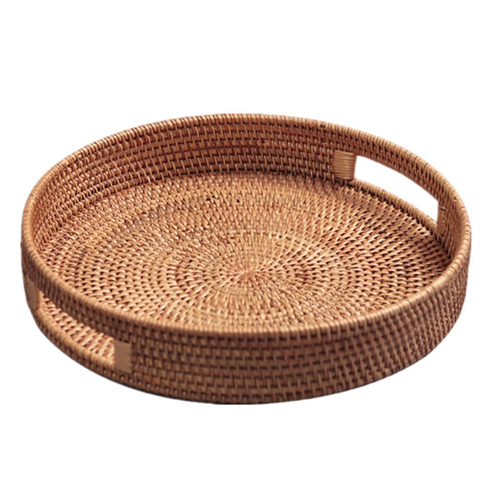 Food Tray Home Decor Rattan Storage Basket Multipurpose Fruit Light Brown Baskets