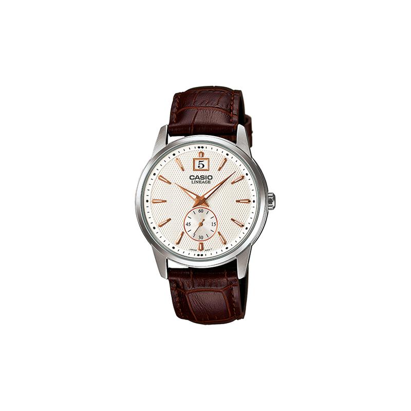 Casio LINEAGE series quartz movement leather strap Japanese and Korean watch men s watch white dial LIN-201L-7AV белый