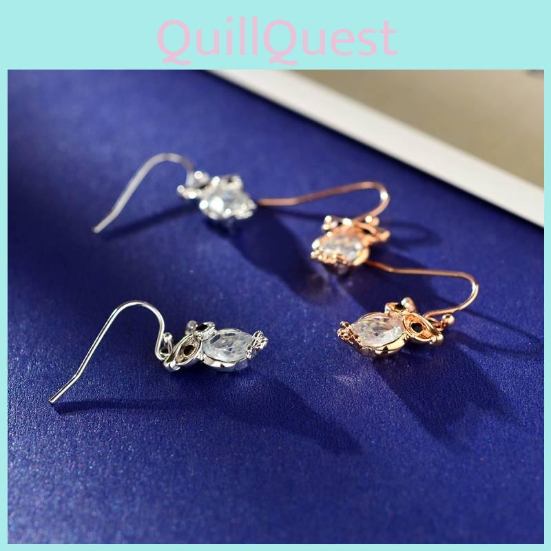 Charming Rose Gold Zirconia Owl Earrings For Women Stylish Versatile Animal Design