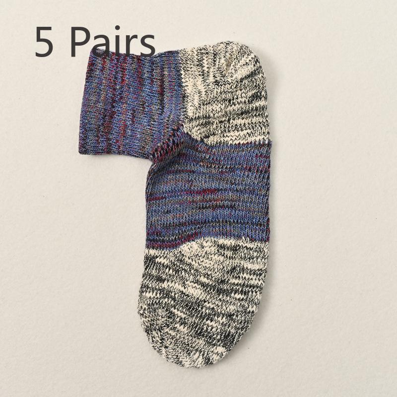 5 пар мужских осенне-зимних впитывающих пот дезодорирующих удобных высококачественных утолщенных хлопковых носков контрастного цвета с прямым углом 5 Pairs чёрный