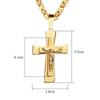 Catholic Jesus Christ Cross Pendant Necklace Stainless Steel Long Byzantine Chain Crucifix Cross Necklace