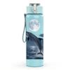 1PC Whale Jumping Ocean Wave Print 750ml Color Plastic Sports Water Bottle Leakproof Flip Straw Lid Suitable for Sports Office Home Use