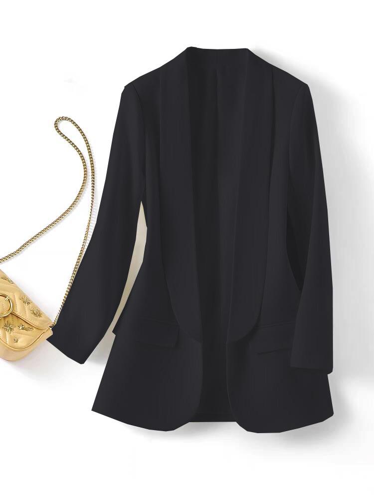 2025 Women's Slim Fit Lapel Suit - Solid Color, Spring/Autumn, Elegant Commute Style