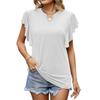 Summer Top for Women Falre Sleeve Loose Solid Color Tees U-neck Short Sleeve T-shirt