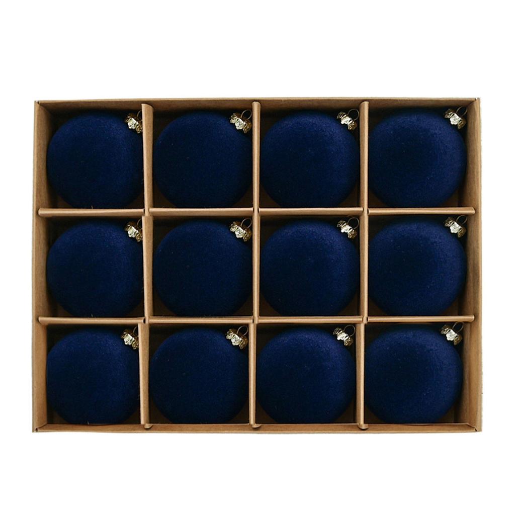 12Pcs Christmas Ball Ornament 6cm Multiple Colors Flocking Designs Decoration For Holiday Wreath Garland And Tree