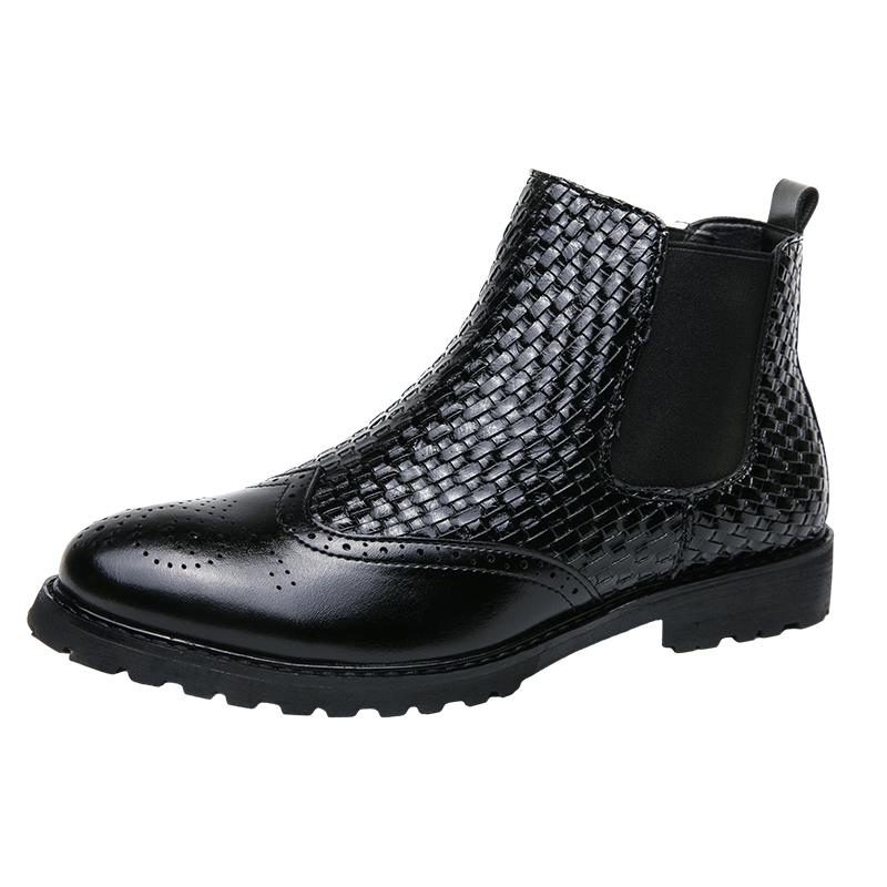 British Style Winter High Top Casual Shoes Luxury Banquet Men's Formal Shoes Elegant Brown Men's Business Boots Retro Brown