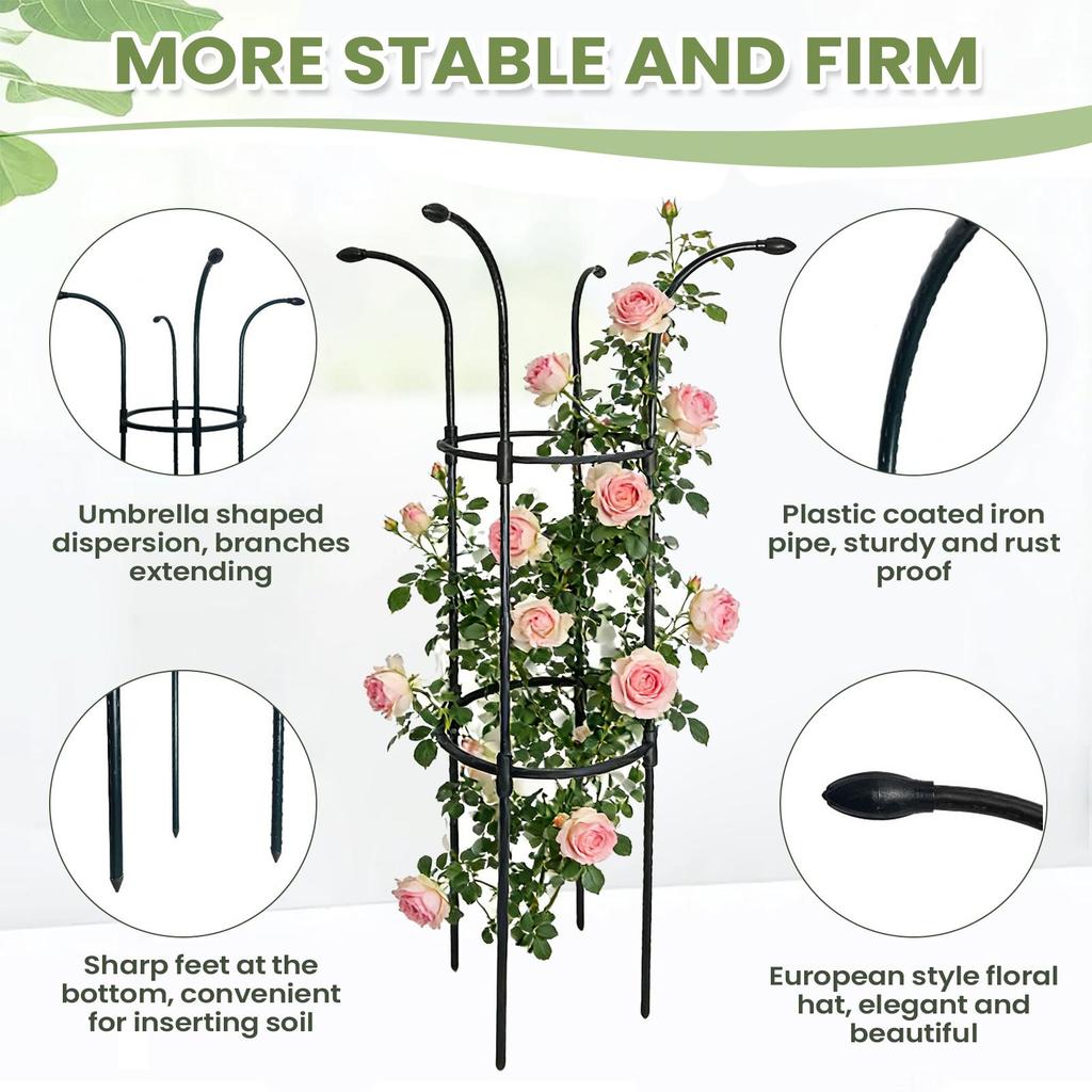 Garden Trellis For Climbing Plants Decorative Vertical Rustproof Stable Umbrella Trellis Tower Frame For Vine Rose Clematis