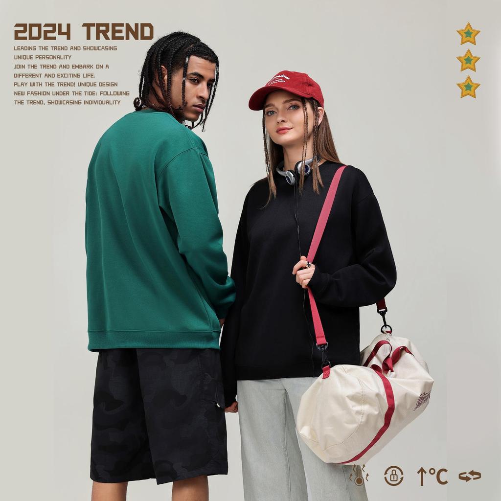 Ciężka Męska Bluza z Kapturem Casual Luźna 330G - Jednolity Kolor Amerykański Trend, Kolekcja Jesień/Zima