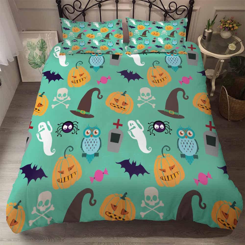 

3D Print Bedding Set Custom/Europe/USA Queen/King,Duvet Cover Set Terror Halloween Smoke Skull Cover Set Drop Ship Bedding TYF (135x200cm)
