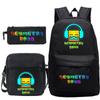 Funny Cartoon Geometry Dash Backpack 3pcs Set Students School Bags School Girls Boys Sports Bookbag Edition Trendy Backpack