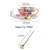 Euro Style Bone China Afternoon Tea Saucer Set Ceramic Rose Flower Tea Coffee Cup for Home Kitchen Wedding