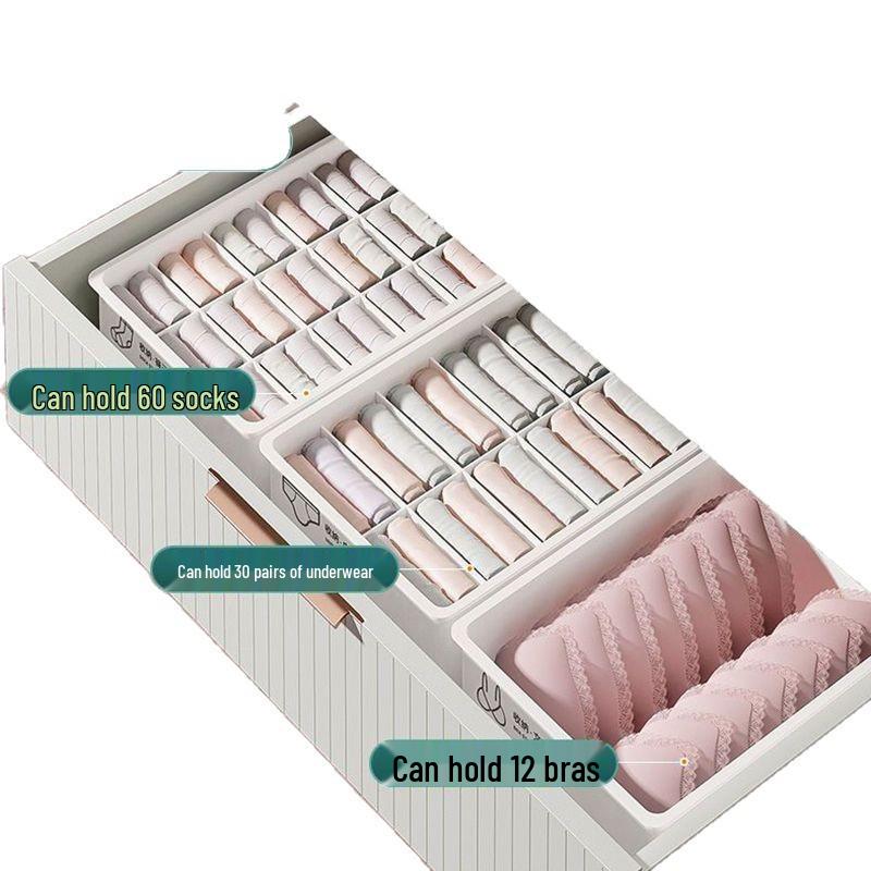 Underwear & Sock Storage Organizer - 3-in-1 Compartment Box for Wardrobe & Dorm