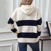European and American hooded contrast color pullover sweater tops for women autumn and winter loose casual versatile women's sweater tops