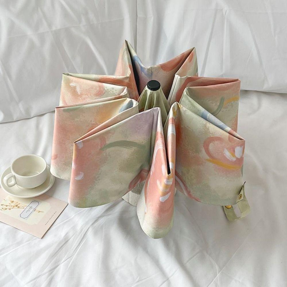 Oil Painting Style Sunshade Umbrella UV Protection Dual Use Umbrella  Travel