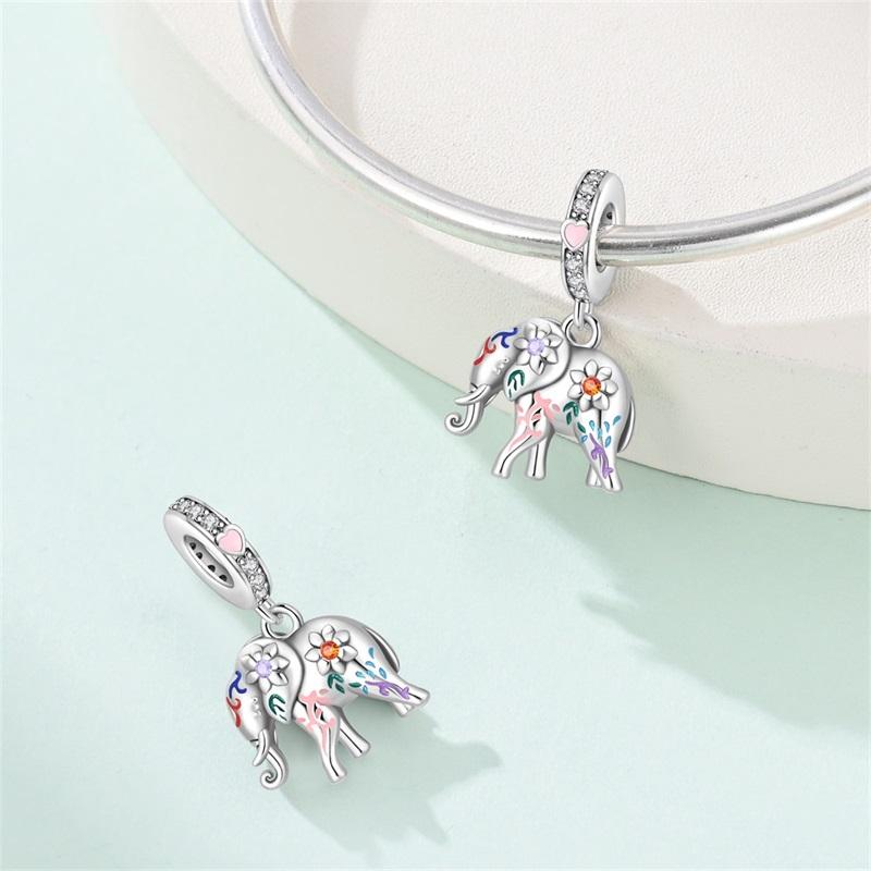 Copper Cute Mascot Elephant Talisman Charm Pendants Fit Diy Bracelet Necklace Jewelry For Women Birthday Gift