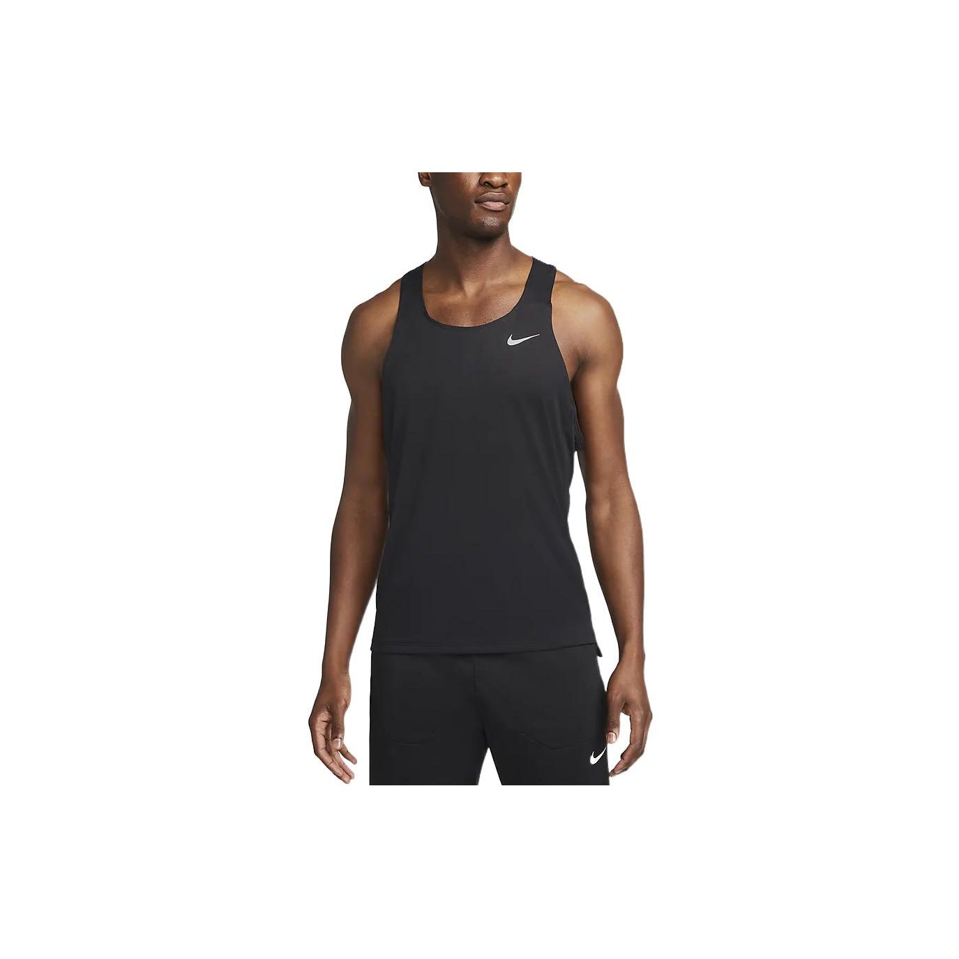 

Nike Solid Color Logo Print Racing Tank Top Men Tops Black DQ4732-010 S