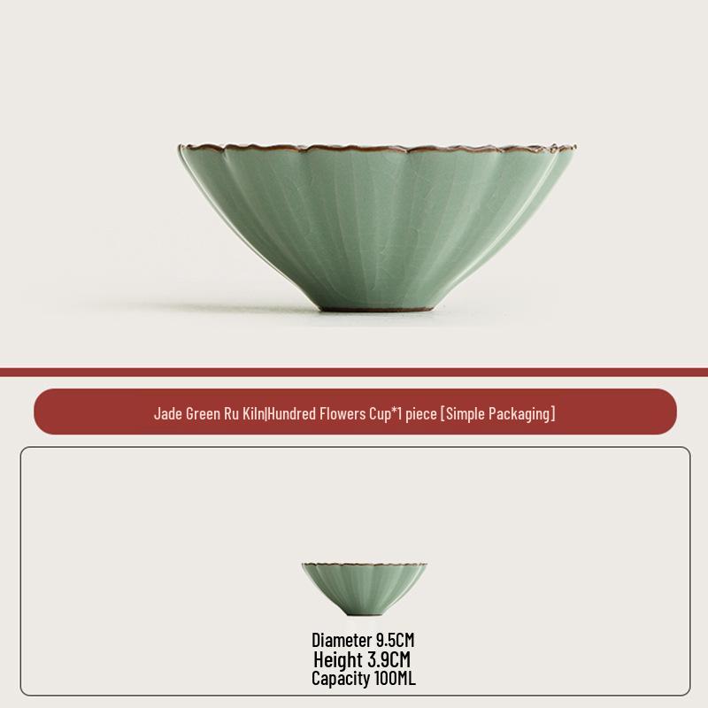 Jade Green Douli Teacup Pair: Elegant Gift for Elders, Teachers, Father s Day, or Birthdays.