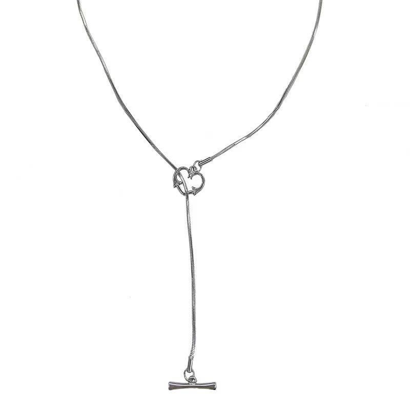 Premium pull adjustable love titanium steel necklace design sweet cool item pendant collarbone chain Spice girl accessories