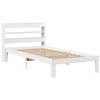 VidaXL Bed Frame with Headboard White 90x200cm Solid Pine Wood, Bed, Bedroom Furniture, Wooden Bed, Single Bed, 3306783