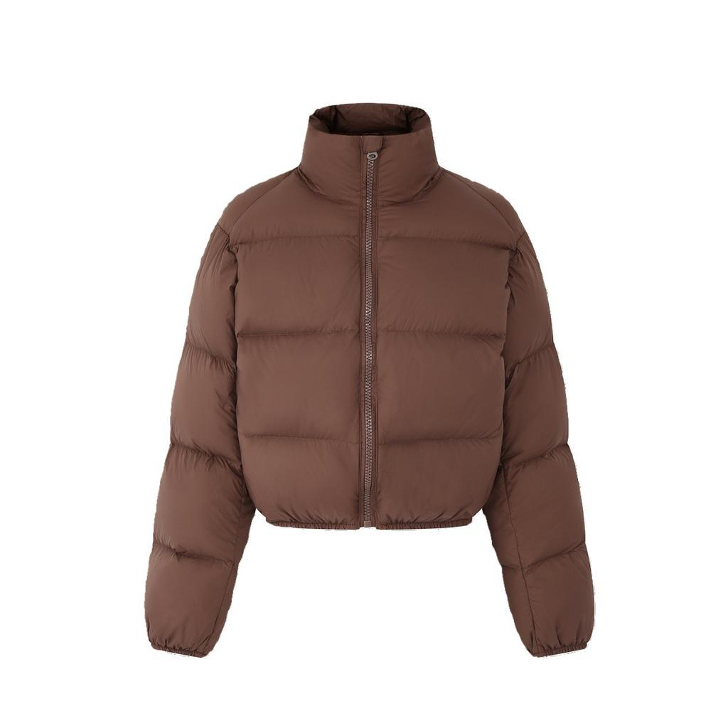 Short down jacket women's new small thickened loose bread jacket stand-up collar winter coat brown