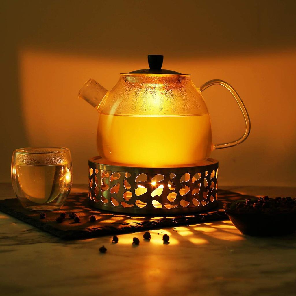 Portable Stainless Steel Tea Warmer - Outdoor Campfire Candle Heating Base