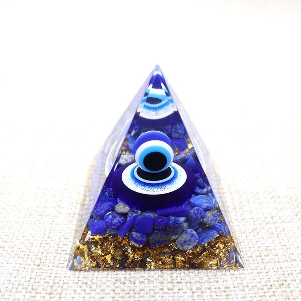 Crystal Stone Pyramid Figurine Drop Glue Evil Eye Pyramid Evil Eye Ornament  Home Office