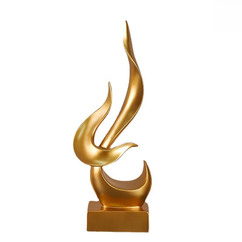 "Golden Flame Bird Ornament - Modern Resin Decor for Home, Wine Cabinet, or Office"