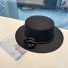 Rose flower strap flat top woolen top hat female autumn and winter warm sweet cute fashion versatile performance flat top hat
