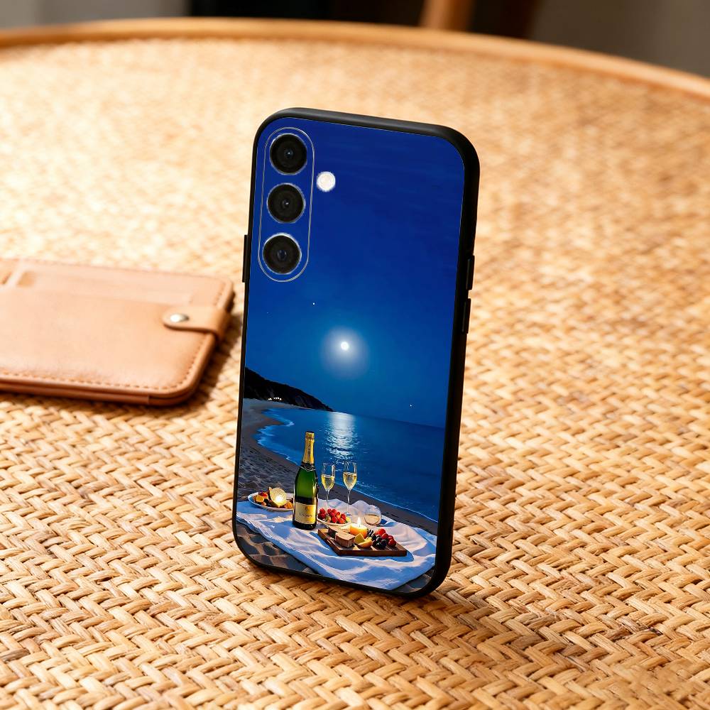 Sunset AND Seaside Phone Case For Samsung  A73,72,71,A52,51,40,41,A22,A32,31,A13, Soft Black Shell