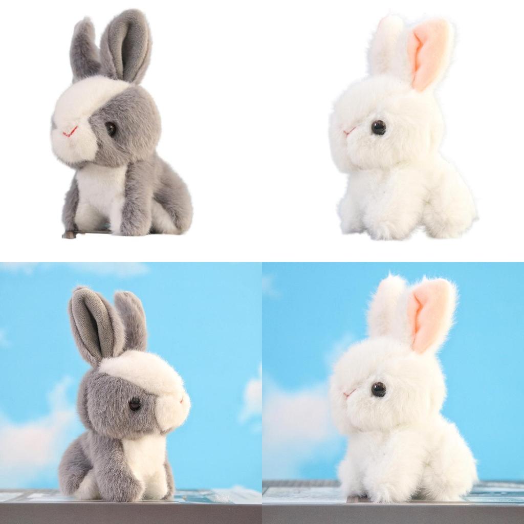 Cute Plush Bunny Keychain Pendant Fluffy White Rabbit Doll Backpack Decoration Gift For Girls