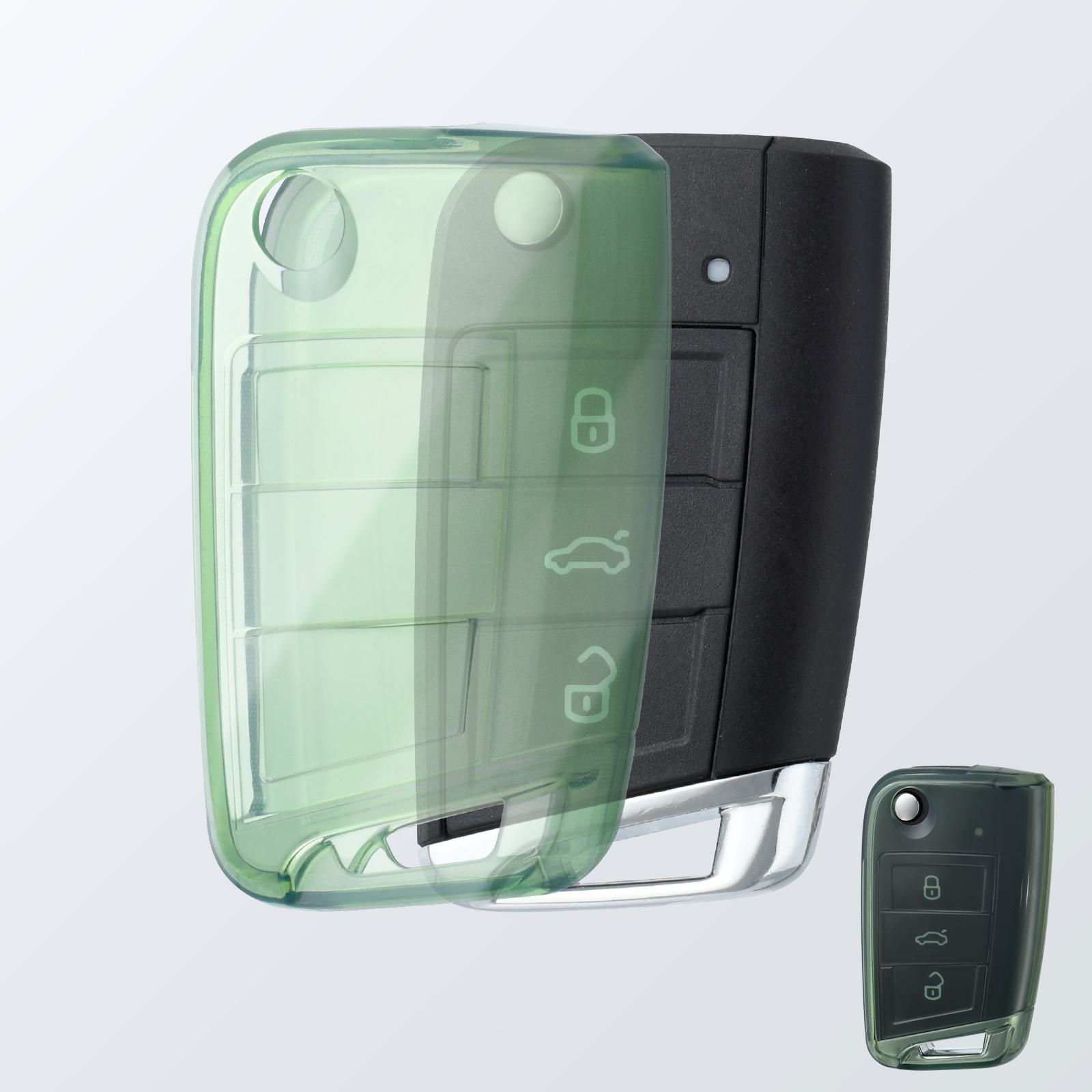 

For Volkswagen VW Polo Golf 7 Golf7 MK7 Tiguan Skoda Octavia Kodiaq Karoq for Seat Ateca TPU Transparent Car Key Fob Case Cover зелёный