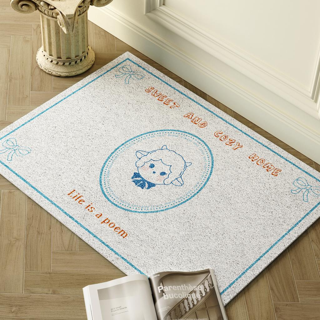 Cute Cartoon Door Floor Mat, Porch Scraping Mud Rubbing Soil Dirt-Resistant Silk Ring Foot Mat, Household Door Can Be Cut Floor Mat
