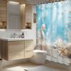 Seashells and Starfish Beach Scene Shower Curtain - Water-Resistant Fabric for Bathroom - Perfect for Coastal and Ocean Lovers