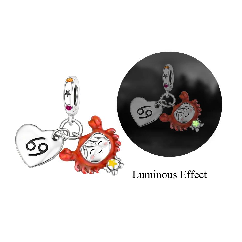 Copper 12 Constellations Collection Luminous Charm Bead Charms Star Shape Bead Compatible With Authentic Bracelets Do It Yourself Fine Jewellery Festi
