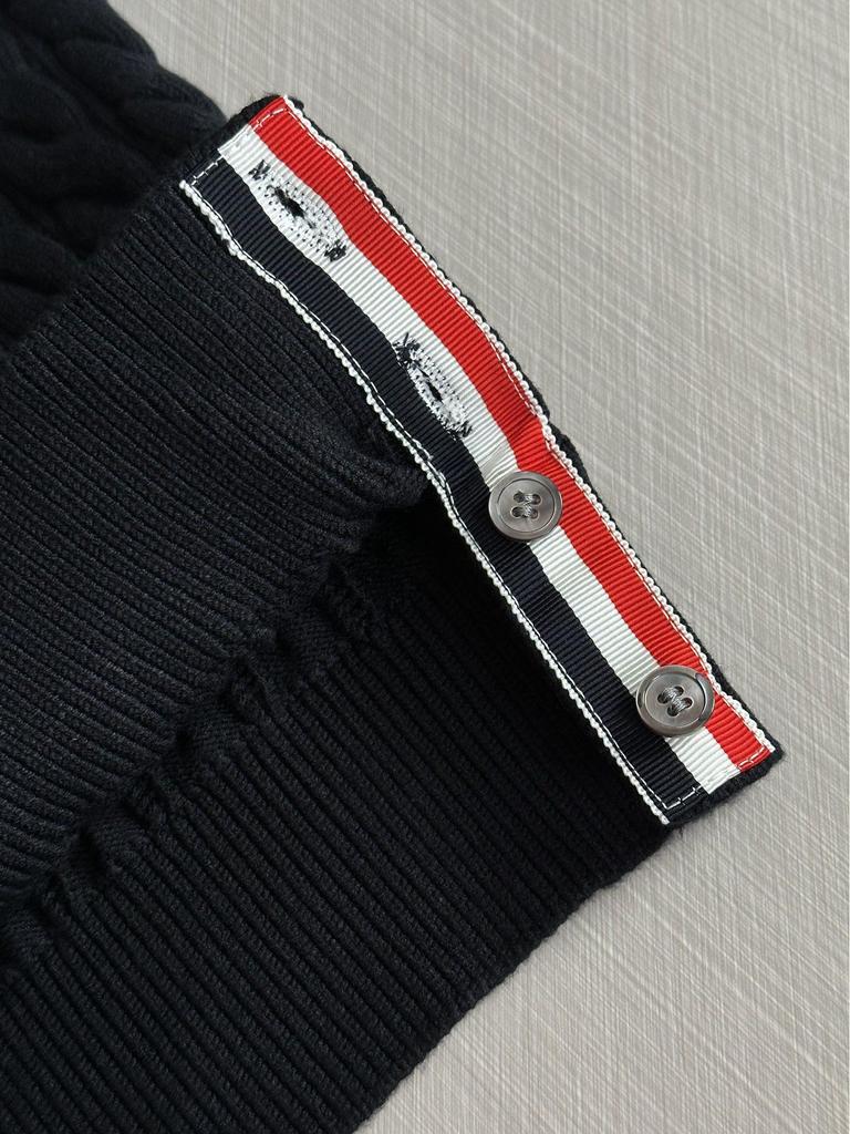 Men's European-Style Cable Knit Sweater with Four-Bar Stripes - Trendy Autumn/Winter Round Neck Pullover