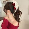 Hair Clips Bowknot Banana Clip Cloth Lace Bow Hairpin Elegant Bow Vertical Clip  Gift