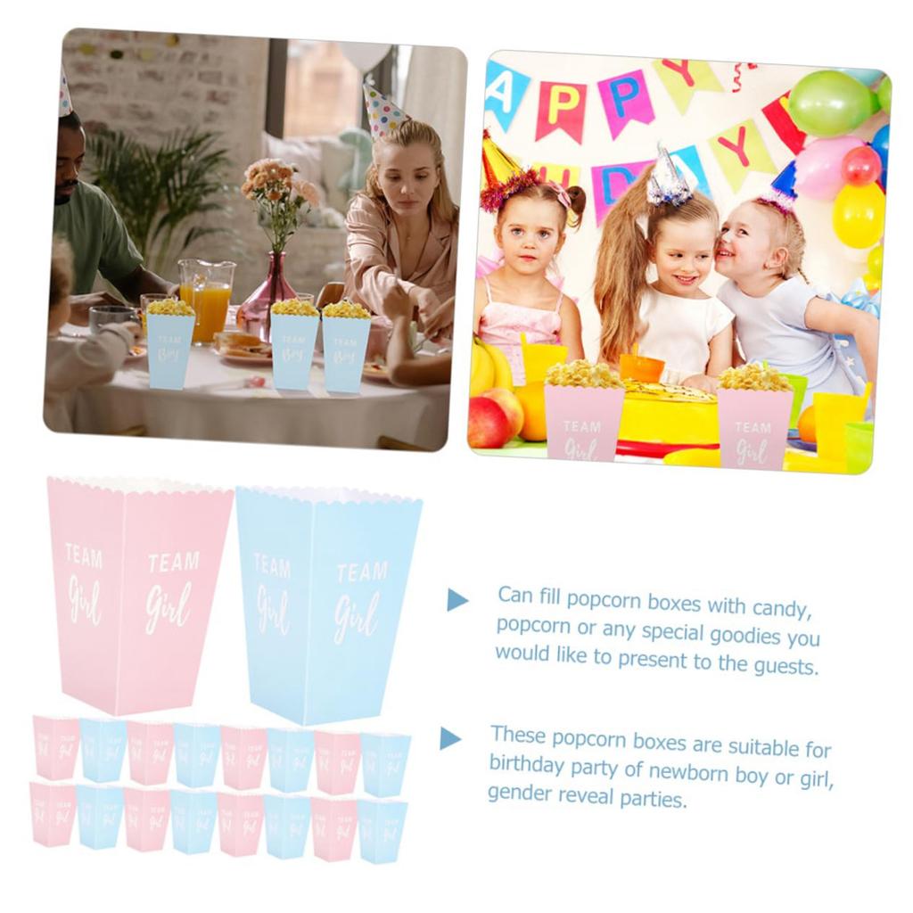 20 Pack Gender Reveal Popcorn Paper Boxes Pinks And Blue Candy Favors Treating Cups For Girl Boy Baby Shower Reveal Party Decorations Supplies(Blue, )