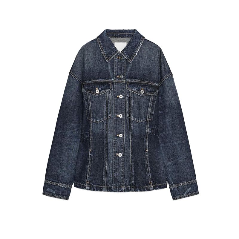 

Осень Новая Женская Одежда Британский Стиль Наклейки Карманная Отделка Металлические Пуговицы Джинсовый Пиджак с Лацканами 5252277 Blue L