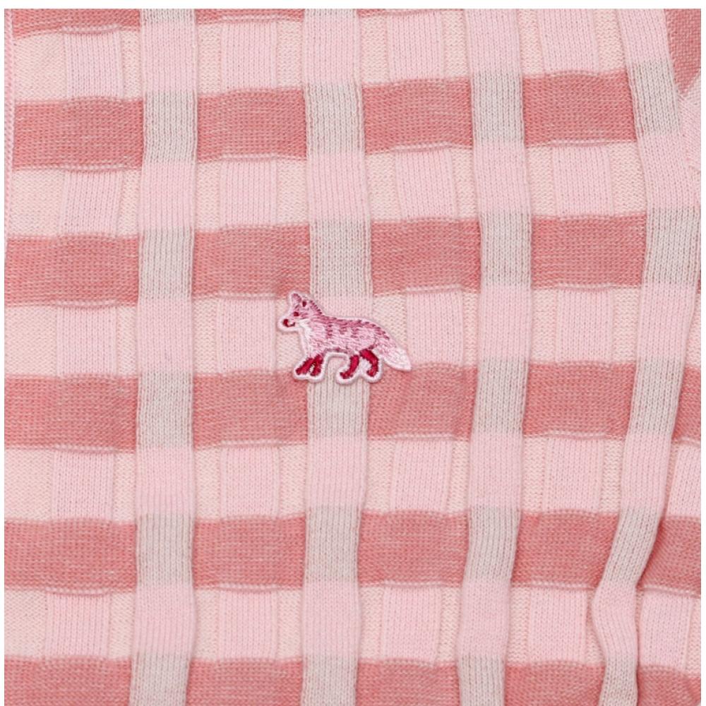 MaiSon KitSun Baby Fox Patch Check Rib V Neck Women S Cardigan Ow00503kt1120