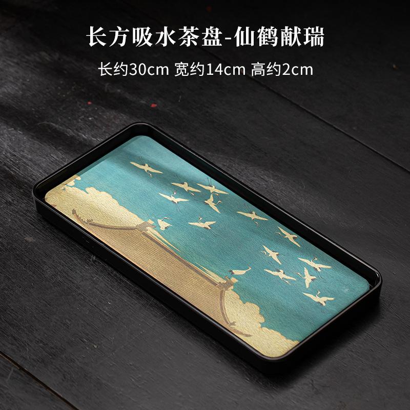 Creative Water Absorbing Tea Tray Quick Drying Teapot Holder Board Small Rectangle Dry Brewing Table Kung Fu Tea Set Accessories