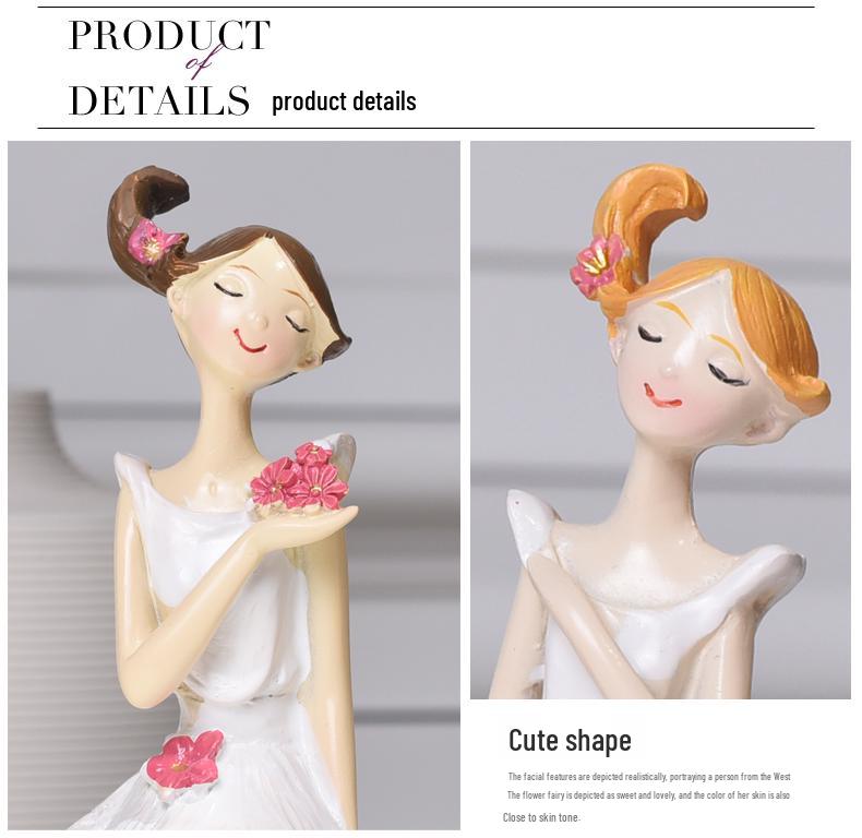 White Angel Sitting Fairy Doll - Handmade Resin Ornament for Home Decor