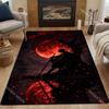 Blood Moon Samurai Silhouette Lakeside Print Carpet for Living Room Bedroom Sofa Home Decor Rus Non-slip Floor Mat Luxury Gift
