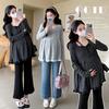 2026 Spring/Autumn Korean Style Maternity Sequin Knit Top: Belly Covering, Slimming, Elastic Fit