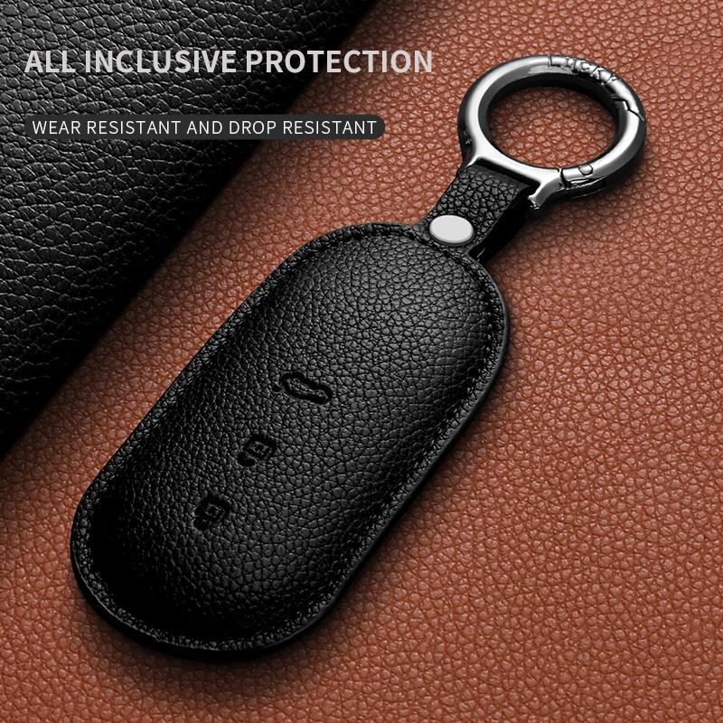 For HUAWEI AITO M9 2024 M5 M7 M8 2022-2025 Leather Car Smart Key Case Keyless Cover Key Protector Shell Fob Keychain Accessories